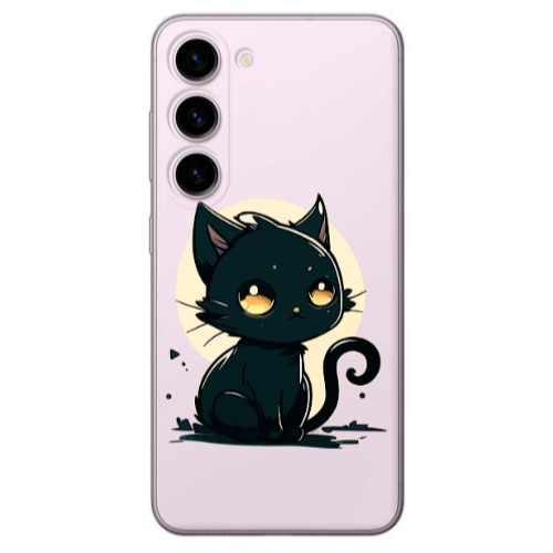 Samsung S23 Plus Black Cat Transparent Silicone TPU Θήκη