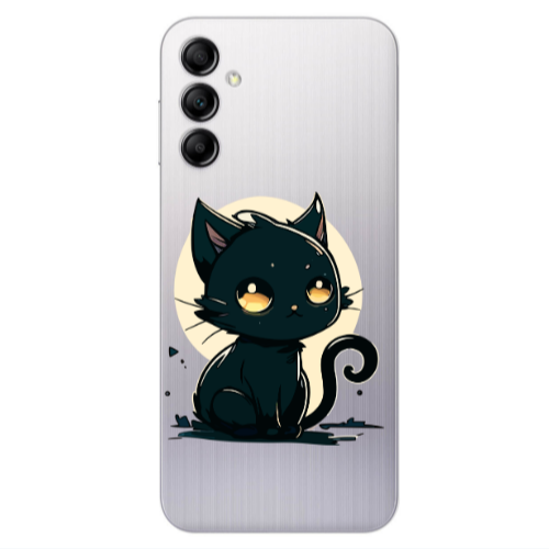 Samsung A24 Black Cat Transparent Silicone TPU Θήκη