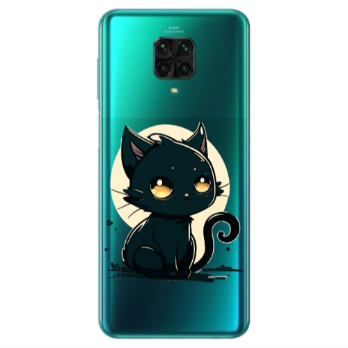 Xiaomi Redmi Note 9S Black Cat Transparent Silicone TPU Θήκη