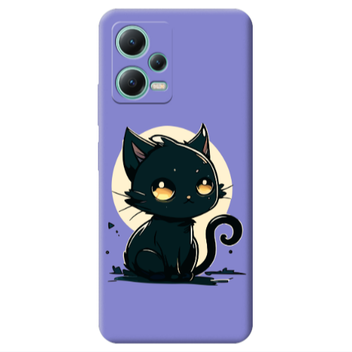 Xiaomi Redmi Note 12 Pro 5G Black Cat Purple Colored Silicone TPU Θήκη