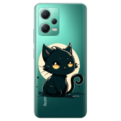 Xiaomi Redmi Note 12 Pro 5G Black Cat Transparent Silicone TPU Θήκη