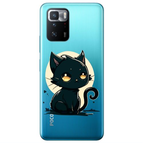 Xiaomi Poco X3 GT Black Cat Transparent Silicone TPU Θήκη