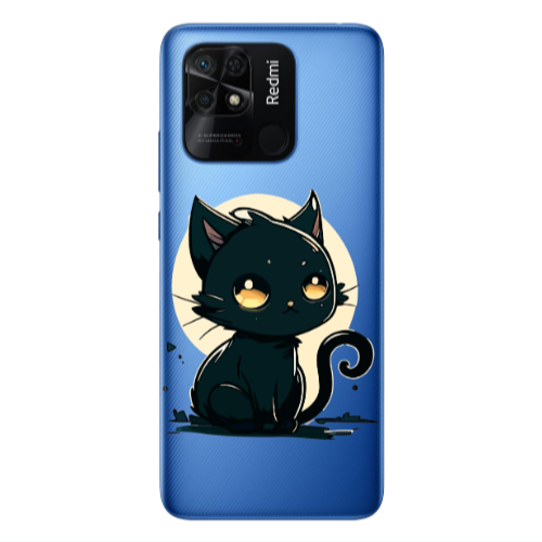Xiaomi Poco C40 Black Cat Transparent Silicone TPU Θήκη
