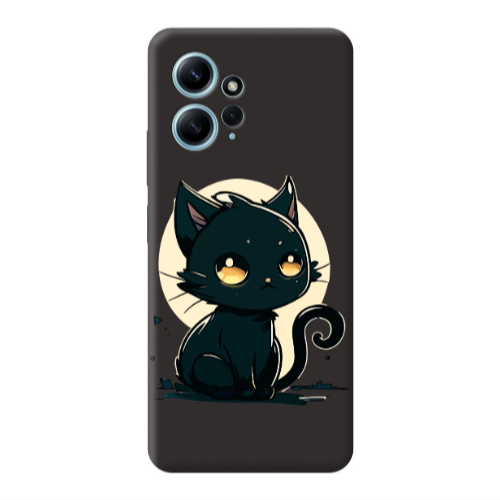 Xiaomi Redmi Note 12 4G Black Cat Black Colored Silicone TPU Θήκη