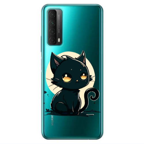 Huawei P Smart 2021 Black Cat Transparent Silicone TPU Θήκη