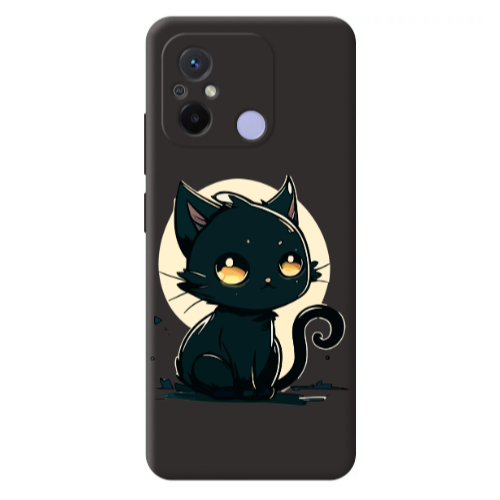 Xiaomi Redmi 12C Black Cat Black Colored Silicone TPU Θήκη