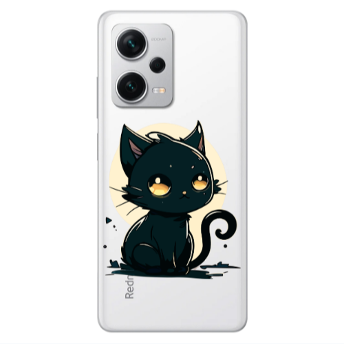 Xiaomi Redmi Note 12 5G Black Cat Transparent Silicone TPU Θήκη