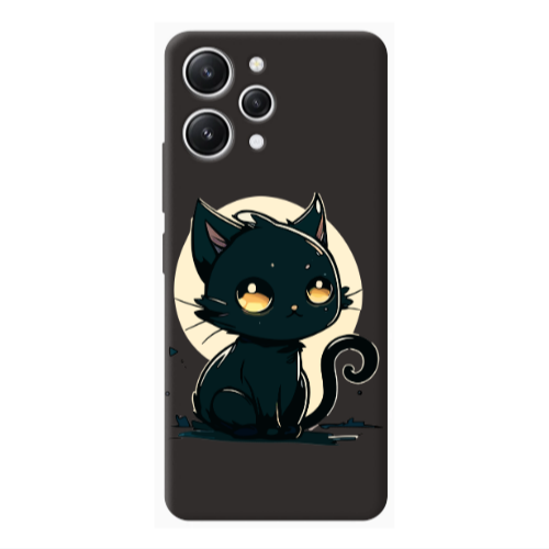 Xiaomi Redmi 12 Black Cat Black Colored Silicone TPU Θήκη