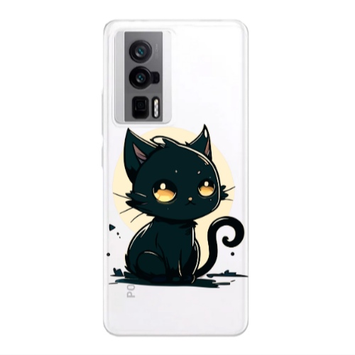 Xiaomi Poco F5 Pro Black Cat Transparent Silicone TPU Θήκη