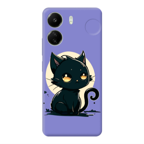 Xiaomi Redmi 13C Black Cat Purple Colored Silicone TPU Θήκη