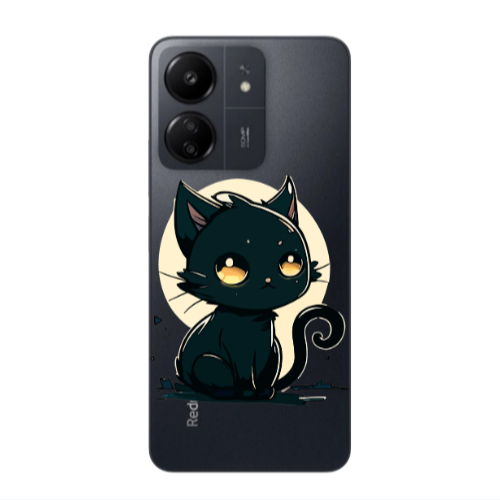 Xiaomi Redmi 13C Black Cat Transparent Silicone TPU Θήκη