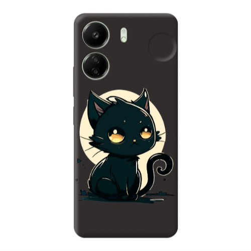 Xiaomi Redmi 13C Black Cat Black Colored Silicone TPU Θήκη