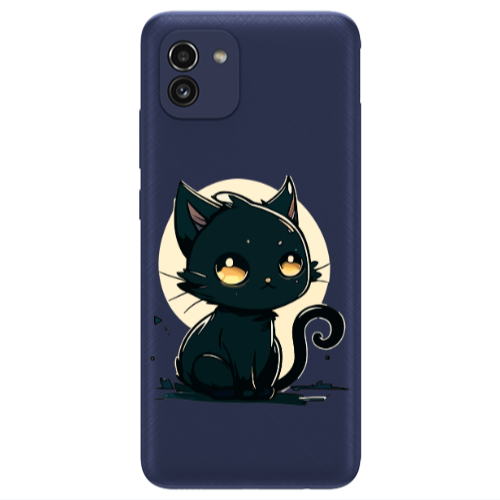 Samsung A03 Black Cat Transparent Silicone TPU Θήκη
