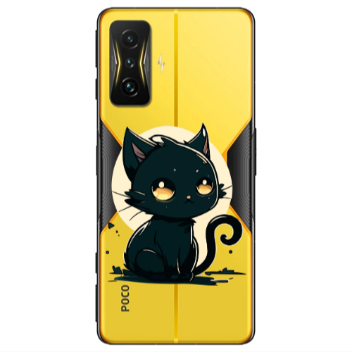 Xiaomi Poco F4 Gt Black Cat Transparent Silicone TPU Θήκη