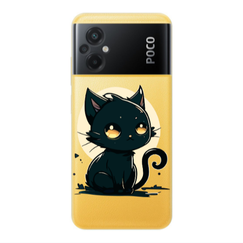 Xiaomi Poco M5 Black Cat Transparent Silicone TPU Θήκη