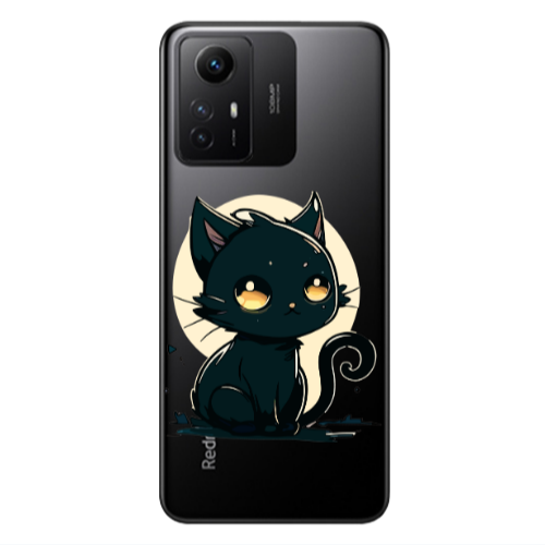 Xiaomi Redmi Note 12s Black Cat Transparent Silicone TPU Θήκη