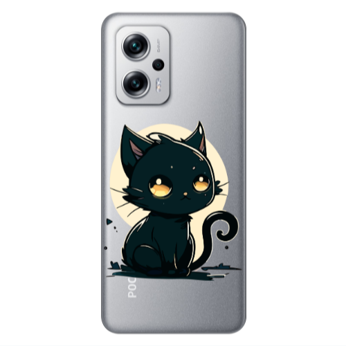 Xiaomi Poco X4 GT Black Cat Transparent Silicone TPU Θήκη