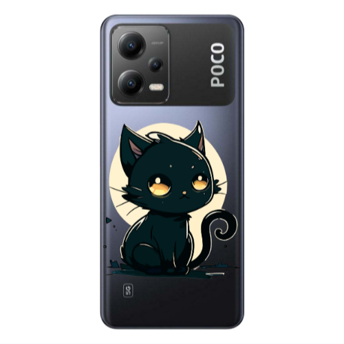 Xiaomi Poco X5 Black Cat Transparent Silicone TPU Θήκη