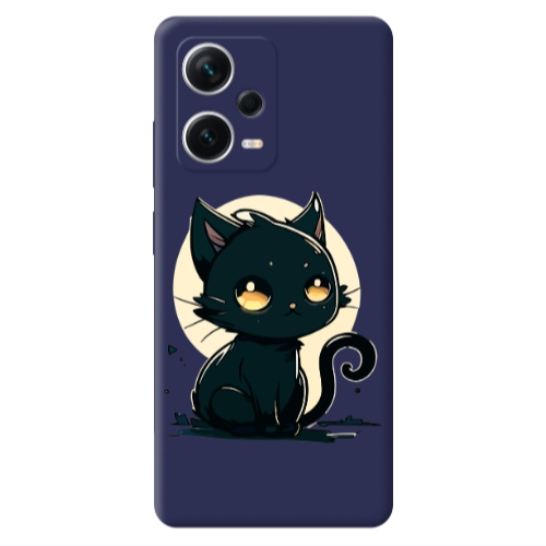 Xiaomi Poco X5 Black Cat Dark blue Colored Silicone TPU Θήκη