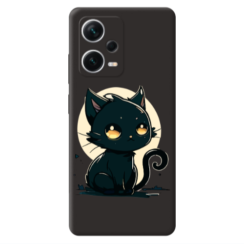Xiaomi Poco X5 Black Cat Black Colored Silicone TPU Θήκη