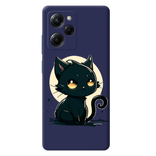 Xiaomi Poco X5 Pro Black Cat Dark blue Colored Silicone TPU Θήκη