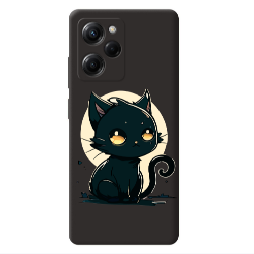 Xiaomi Poco X5 Pro Black Cat Black Colored Silicone TPU Θήκη