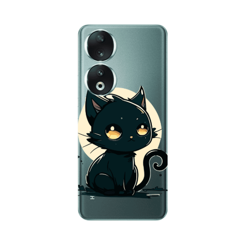 Honor 90 5G Black Cat Transparent Silicone TPU Θήκη