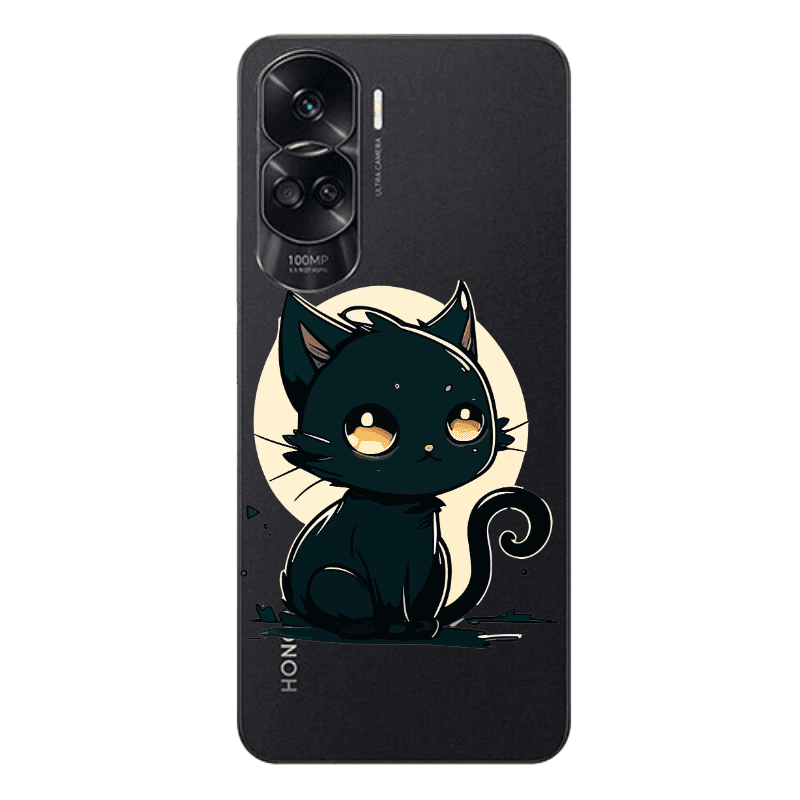 Honor 90 Lite 5G Black Cat Transparent Silicone TPU Θήκη