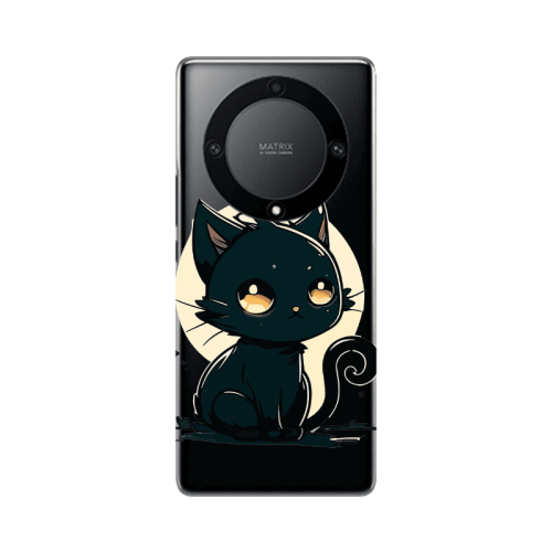 Honor Magic5 Lite 5G Black Cat Transparent Silicone TPU Θήκη