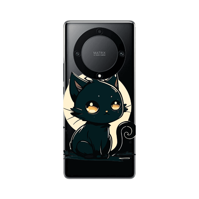 Honor Magic5 Lite 5G Black Cat Transparent Silicone TPU Θήκη