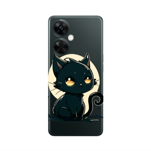 Oneplus Nord CE 3 Lite 5G Black Cat Transparent Silicone TPU Θήκη