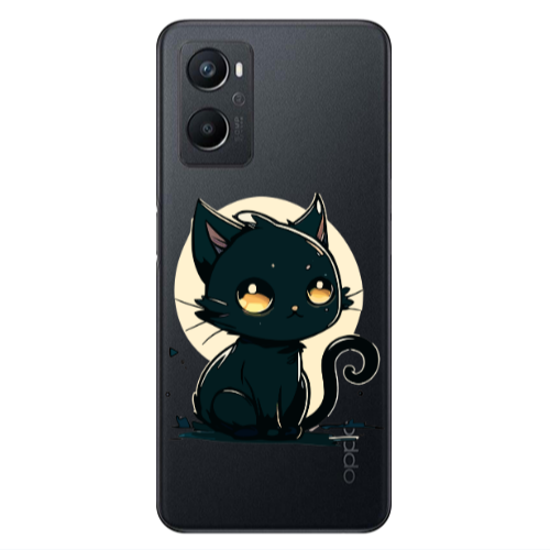 Oppo A 96 Black Cat Transparent Silicone TPU Θήκη