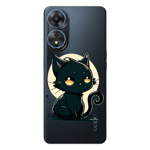 Oppo A 98 Black Cat Transparent Silicone TPU Θήκη