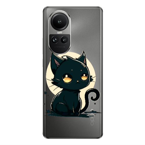 Oppo Reno10 5G Black Cat Transparent Silicone TPU Θήκη