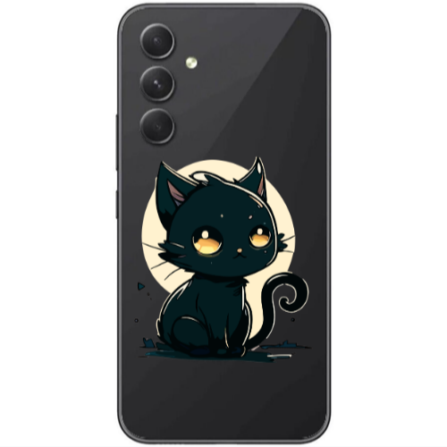 Samsung Galaxy A25 Black Cat Transparent Silicone TPU Θήκη