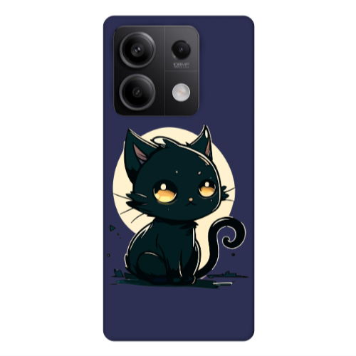 Xiaomi Redmi Note 13 5G Black Cat Dark blue Colored Silicone TPU Θήκη