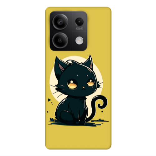 Xiaomi Redmi Note 13 5G Black Cat Yellow Colored Silicone TPU Θήκη