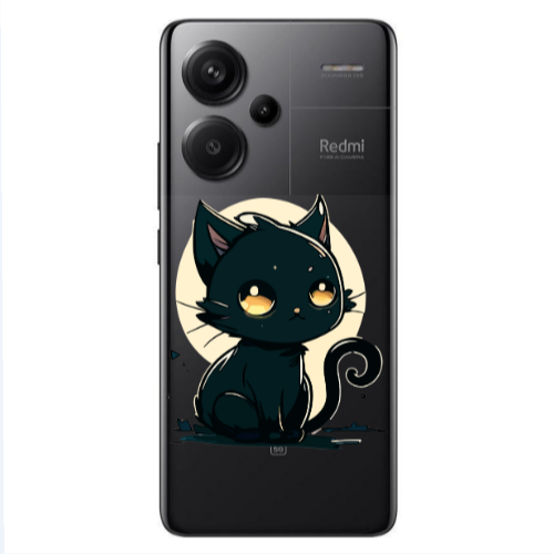 Xiaomi Redmi Note 13 Pro+ 5G  Black Cat Transparent Silicone TPU Θήκη