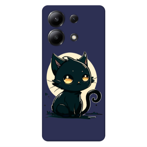 Xiaomi Redmi Note 13 4G Black Cat Dark blue Colored Silicone TPU Θήκη