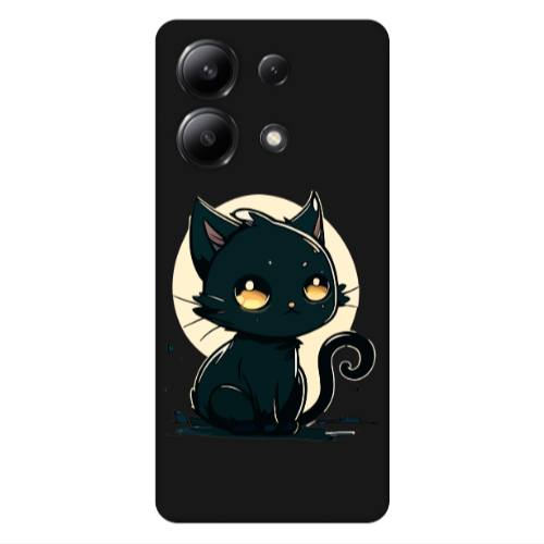 Xiaomi Redmi Note 13 4G Black Cat Black Colored Silicone TPU Θήκη
