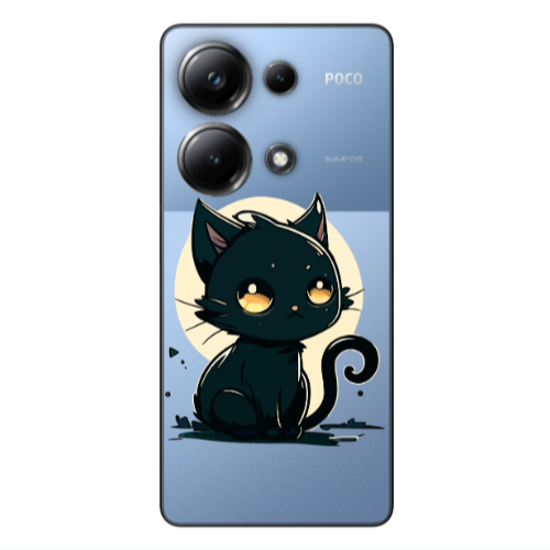 Xiaomi Poco M6 Pro 4G Black Cat Transparent Silicone TPU Θήκη