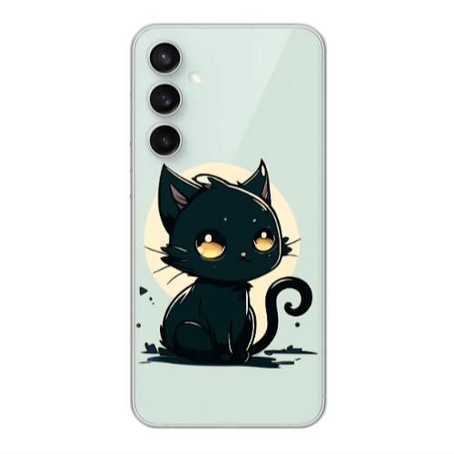 Samsung S24 Plus Black Cat Transparent Silicone TPU Θήκη