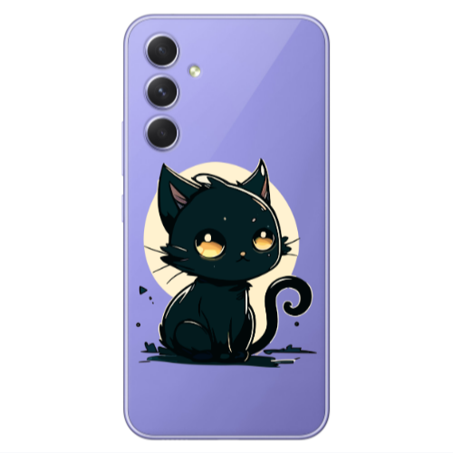 Samsung A55 Black Cat Transparent Silicone TPU Θήκη