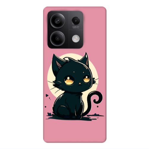Xiaomi Redmi Note 13Pro 5G Black Cat Pink Colored Silicone TPU Θήκη