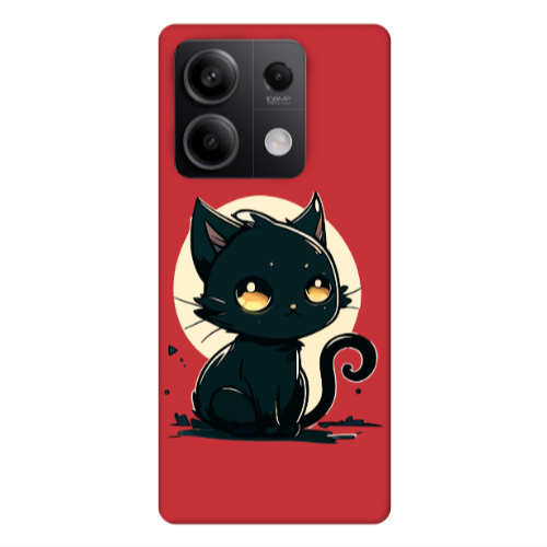 Xiaomi Redmi Note 13Pro 5G Black Cat Red Colored Silicone TPU Θήκη
