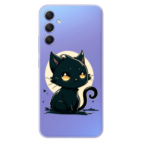 Samsung A25 Black Cat Transparent Silicone TPU Θήκη