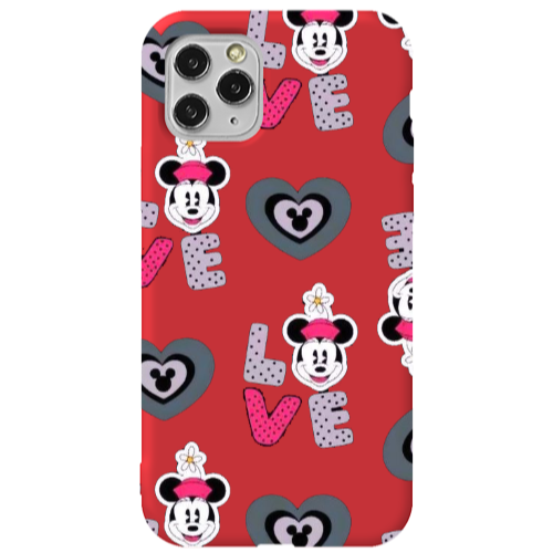 Apple iPhone 11 Pro Minnie Red Colored Silicone TPU Θήκη