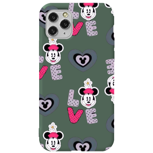 Apple iPhone 11 Pro Minnie Dark Green Colored Silicone TPU Θήκη