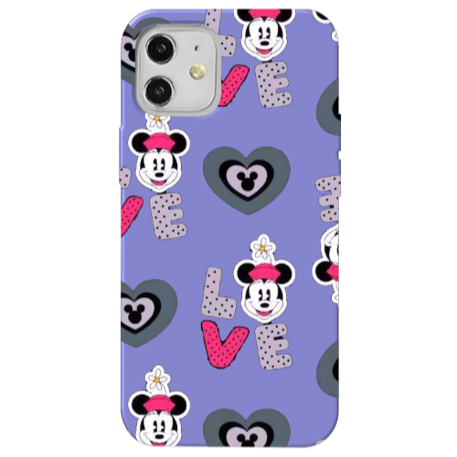 Apple iPhone 12 Minnie Purple Colored Silicone TPU Θήκη