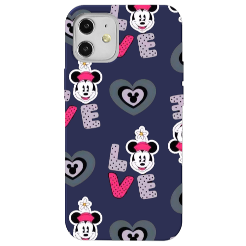 Apple iPhone 12 Minnie Dark blue Colored Silicone TPU Θήκη
